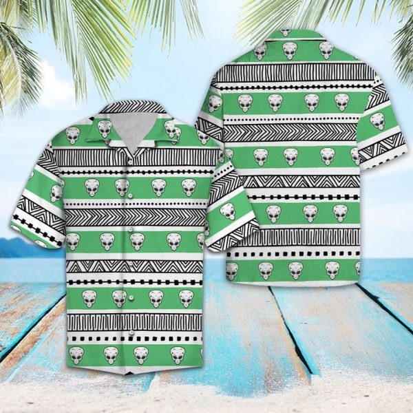 Alien Pattern Hawaiian Shirt Summer Button Up