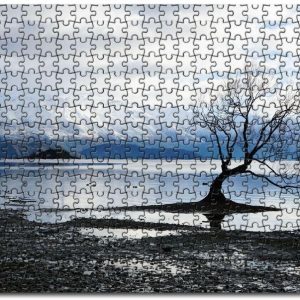 Alone Tree Snow Lake Mountain Landscape Jigsaw Puzzle Set