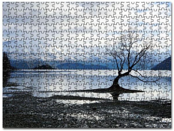 Alone Tree Snow Lake Mountain Landscape Jigsaw Puzzle Set