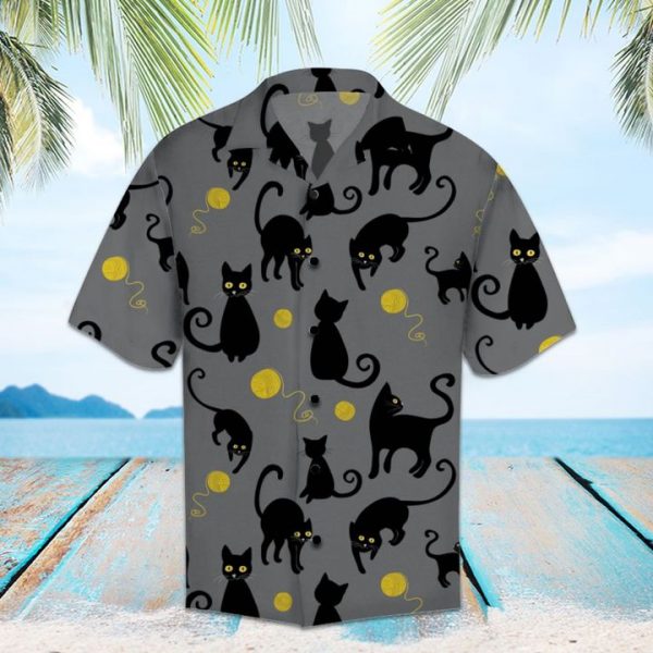 Amazing Black Cat Hawaiian Shirt Summer Button Up