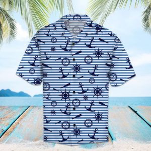 Amazing Navy Hawaiian Shirt Summer Button Up