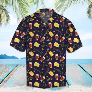 Amazing Red Wine And Cheese Hawaiian Shirt Summer Button Up