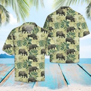 Amazing Rhino Hawaiian Shirt Summer Button Up