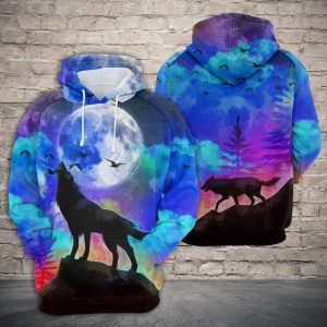 Amazing Wolf At Night 3D Printed Hoodie/Zipper Hoodie