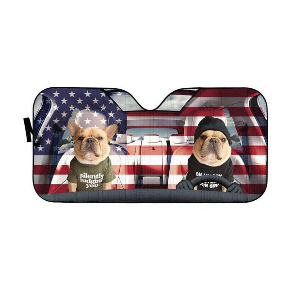 America Couple Bulldogs Car Auto Sun Shade