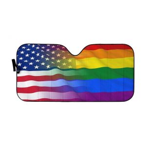 America Rainbow Flag Car Auto Sun Shade