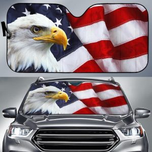 American Bald Eagle Flag Day Car Auto Sun Shade