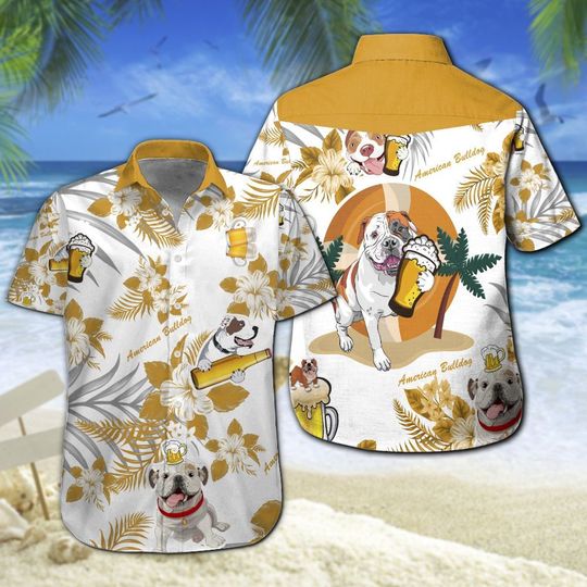 American Bulldog Beer Hawaiian Shirt Summer Button Up