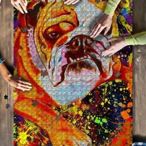 American Bulldog Dog Colorful Jigsaw Puzzle Set