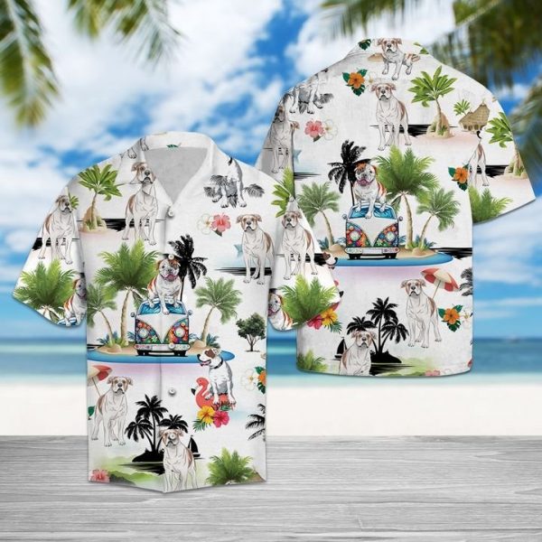 American Bulldog Vacation Hawaiian Shirt Summer Button Up