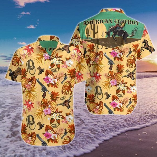 American Cowboy Hawaiian Shirt Summer Button Up