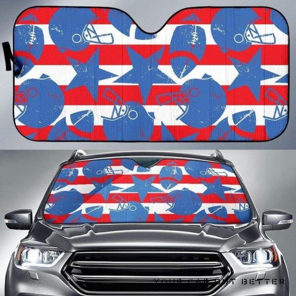 American Football Ball Star Stripes Pattern Car Auto Sun Shade