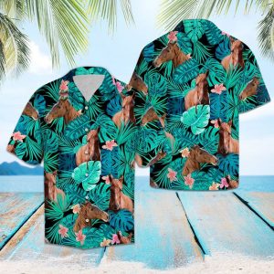 American Saddlebred Green Tropical Hawaiian Shirt Summer Button Up