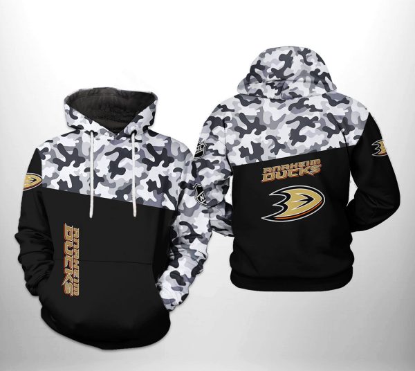 Anaheim Ducks NHL Camo Veteran 3D Printed Hoodie/Zipper Hoodie