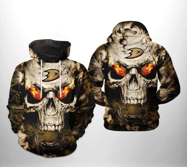 Anaheim Ducks NHL Skull 3D Printed Hoodie/Zipper Hoodie