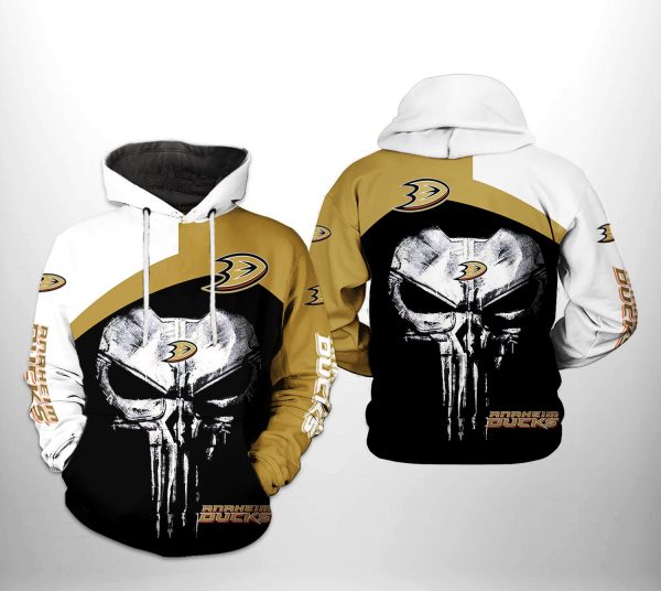 Anaheim Ducks NHL Skull Punisher 3D Printed Hoodie/Zipper Hoodie