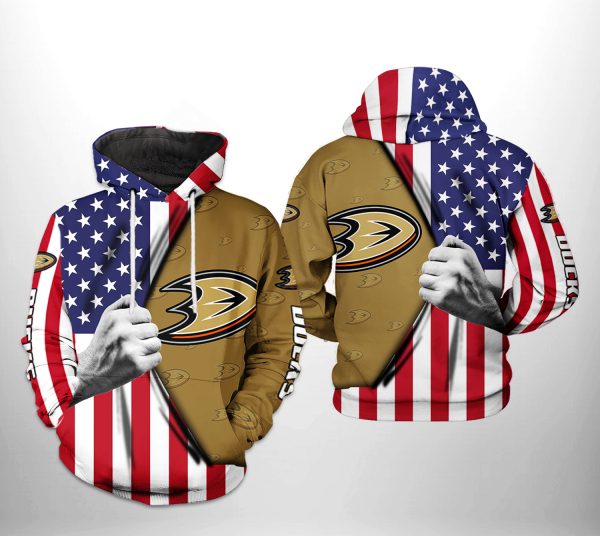 Anaheim Ducks NHL US FLag 3D Printed Hoodie/Zipper Hoodie
