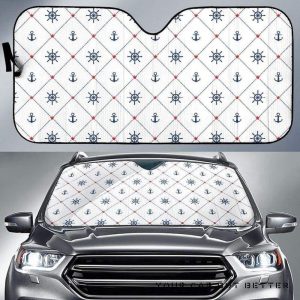 Anchor Rudder Nautical Pattern Car Auto Sun Shade