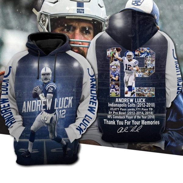 Andrew Luck 12 NFL New England Patriots Thank You For Your Memories 3D Printed Hoodie/Zipper Hoodie