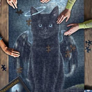 Animal Black Cat Angel Jigsaw Puzzle Set