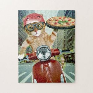 Animal Cat Delivered Pizza Jigsaw Puzzle Set