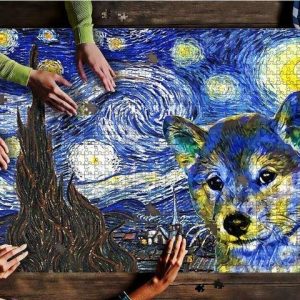 Animal Cute Puppy The Starry Night Jigsaw Puzzle Set