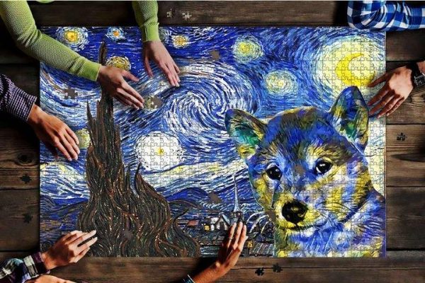 Animal Cute Puppy The Starry Night Jigsaw Puzzle Set