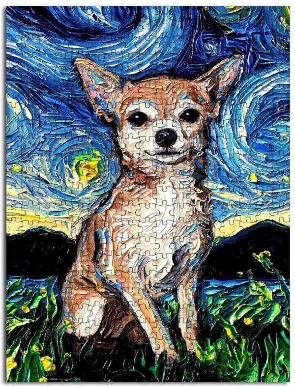 Animal Dogs, Chihuahua The Starry Night Jigsaw Puzzle Set