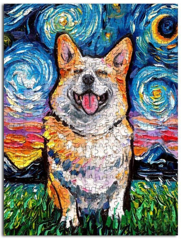 Animal Dogs, Corgi The Starry Night Jigsaw Puzzle Set