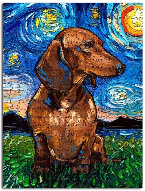 Animal Dogs, Dachshund The Starry Night Jigsaw Puzzle Set