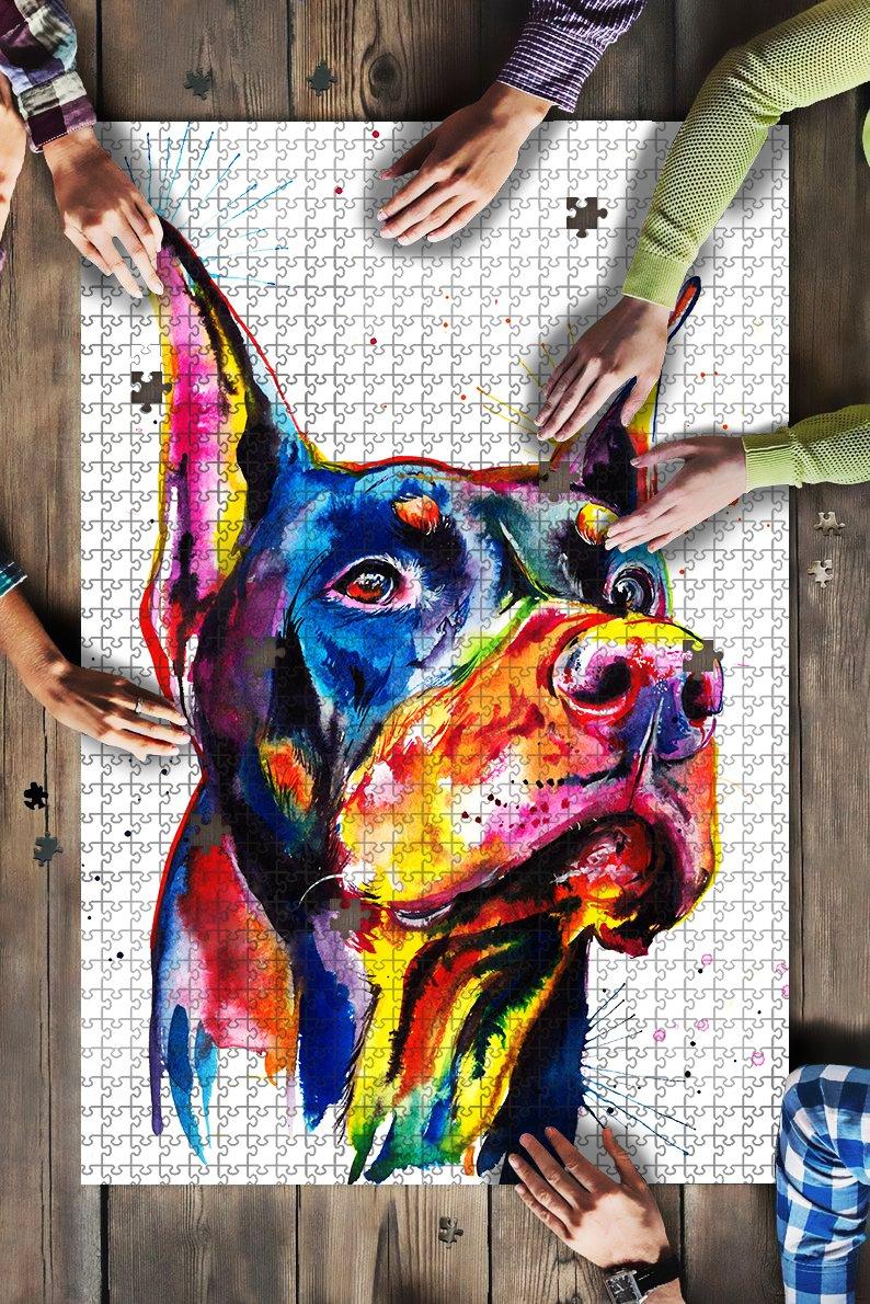 Animal Dogs, Dobermann, Painting Jigsaw Puzzle Set Animal Dogs, Dobermann, Painting Jigsaw Puzzle Set