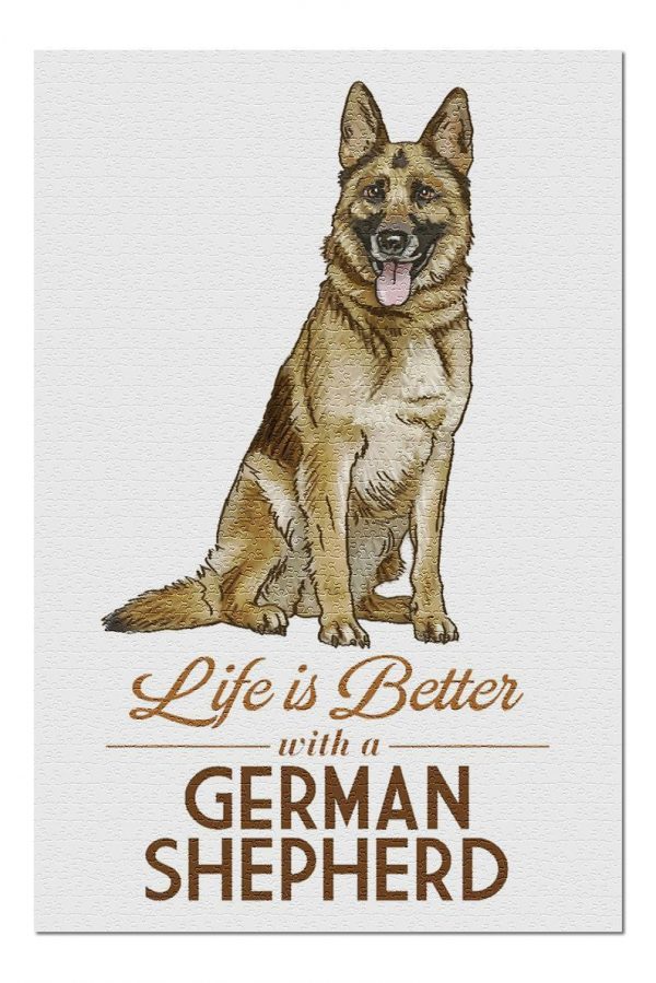 Animal Dogs, German Shepherd Life Is Better Jigsaw Puzzle Set