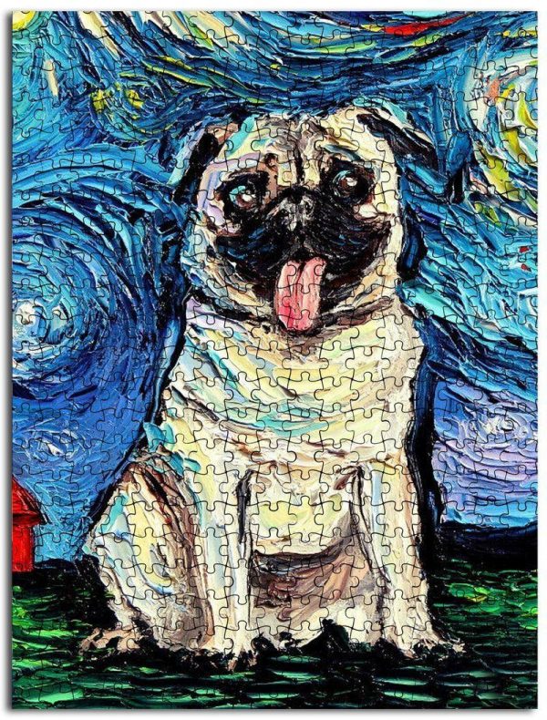 Animal Dogs, Pug The Starry Night Jigsaw Puzzle Set