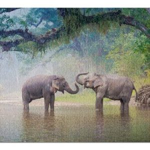 Animal Elephants In A Forest Jigsaw Puzzle Set