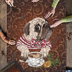 Animal French Bulldog With Coffee Jigsaw Puzzle Set
