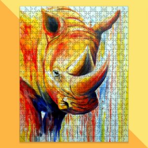 Animal Rhino, Painting Jigsaw Puzzle Set