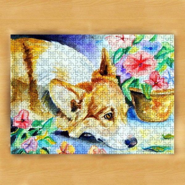 Animal Sad Corgi, Painting Jigsaw Puzzle Set