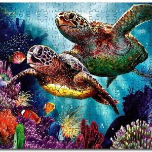 Animal Sea Turtle And Colorful Coral Jigsaw Puzzle Set