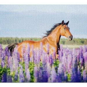 Animal. Horse With Lupine Flowers Jigsaw Puzzle Set
