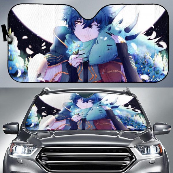 Anime Boy Dragon Blue Flowers Car Auto Sun Shade