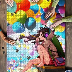Anime Girl Colorful Balloons Bubbles Dream Girly Jigsaw Puzzle Set