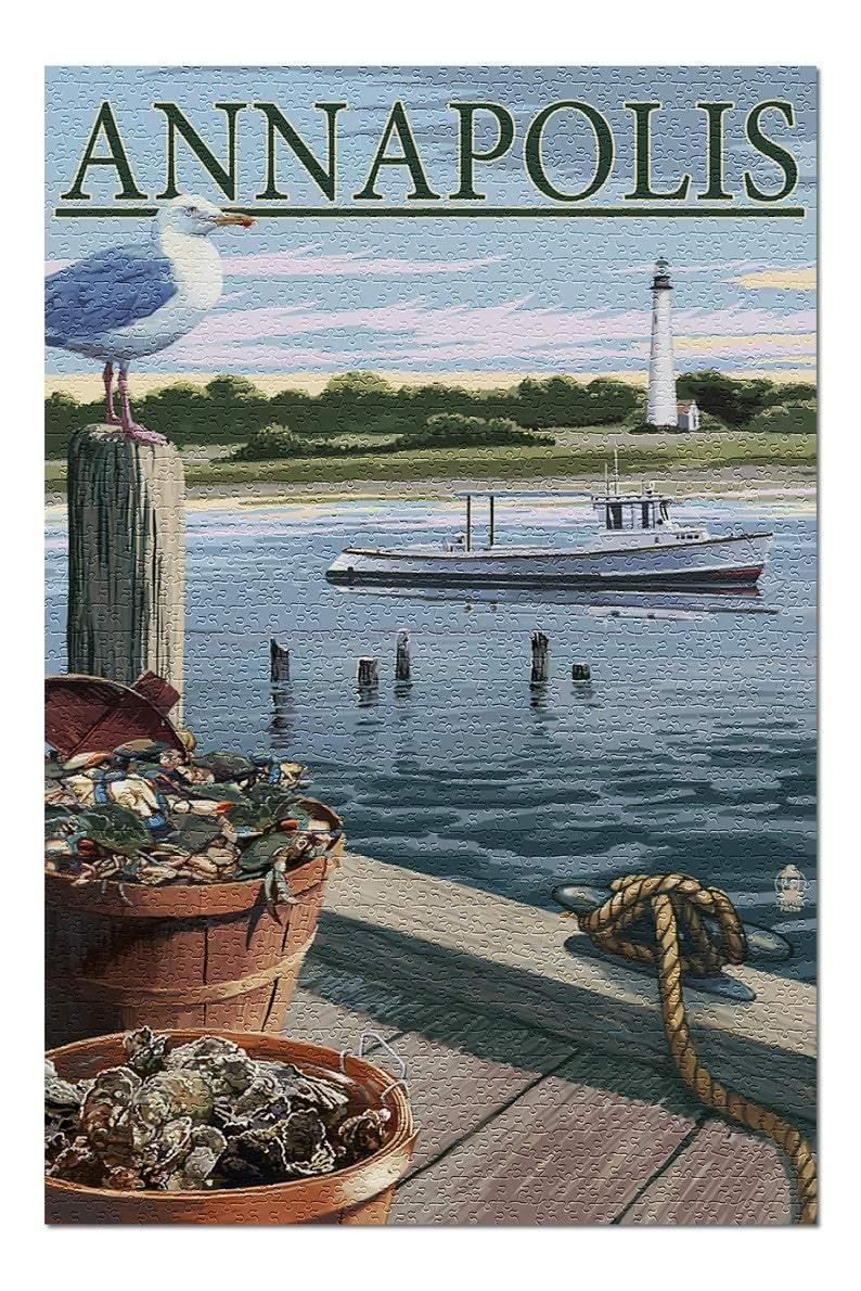 Annapolis Blue Crab And Oysters On Dock Jigsaw Puzzle Set Annapolis Blue Crab And Oysters On Dock Jigsaw Puzzle Set