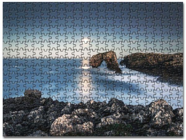 Arch Coast Horizon Nature Ocean Rock Sky Sun Jigsaw Puzzle Set