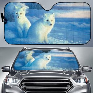 Arctic White Fox Car Auto Sun Shade