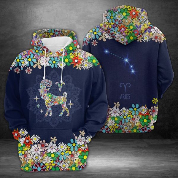 Aries Horoscope Flower 3D Printed Hoodie/Zipper Hoodie