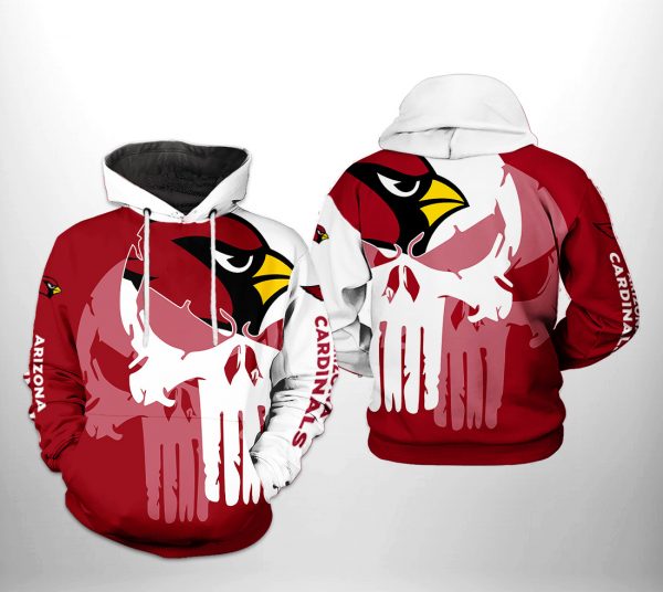 Arizona Cardinals NFL Team Skull 3D Printed Hoodie/Zipper Hoodie