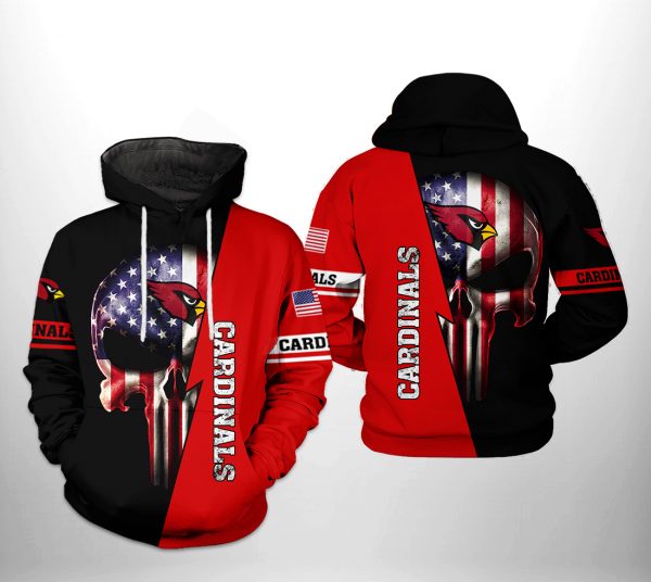 Arizona Cardinals NFL US Flag Skull Team 3D Printed Hoodie/Zipper Hoodie