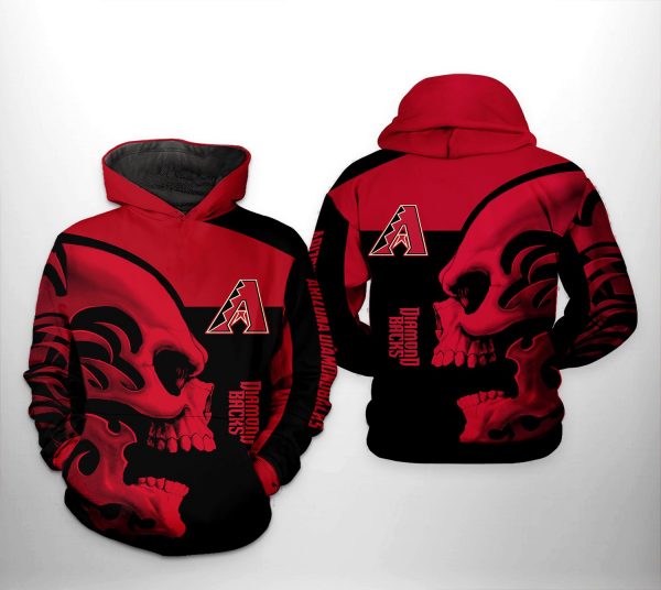 Arizona Diamondbacks MLB Skull 3D Printed Hoodie/Zipper Hoodie