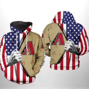 Arizona Diamondbacks MLB US Flag 3D Printed Hoodie/Zipper Hoodie