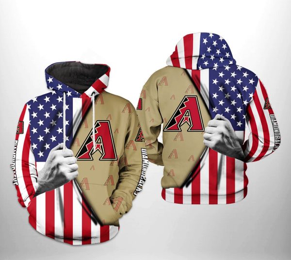 Arizona Diamondbacks MLB US Flag 3D Printed Hoodie/Zipper Hoodie